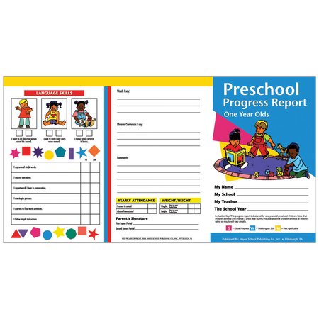 Hayes Publishing Preschool Progress Report, 1 year olds, 60PK PRC09